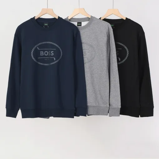 Premium Qualität Boss Sweatshirts Schwarz Baumwolle Luxus