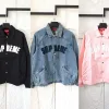 Luxus-Coach-Mantel in schwarzem Denim mit Logo-Muster