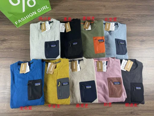 Luxus-Langarmshirts von Patagonia aus schwarzer Baumwoll-Jacquard-Kollektion