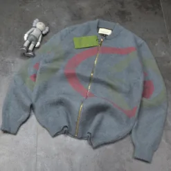Premium Gucci Pullover Grauer Wolljacquard Luxus