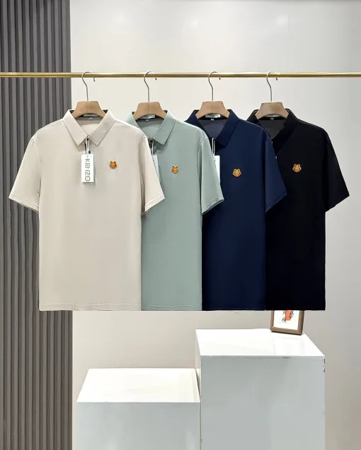 Luxus-Kurzarm-T-Shirts von Kenzo aus der Kollektion mit goldener Baumwollstickerei