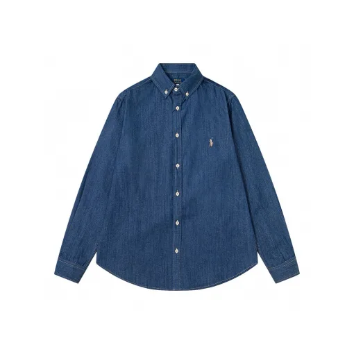 Hochwertige Ralph Lauren Langarm Blue Denim Classic Collection