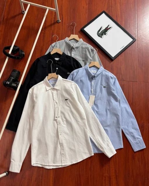 Bestseller Lacoste Langarmshirt Weiß Baumwolle Casual Luxury