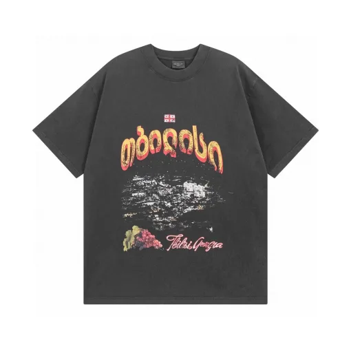Premium Qualität Balenciaga Kurzarm Weiß Baumwolle Druck Luxus