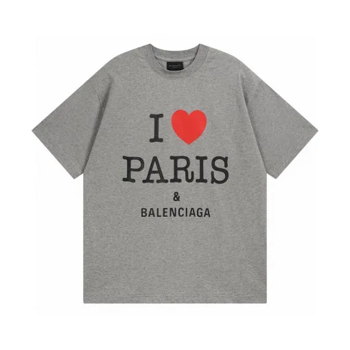 Luxuriöser Balenciaga-Stil mit kurzen Ärmeln und Baumwolldruck