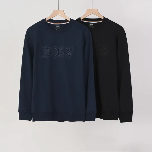 Bestseller Boss Sweatshirts Schwarz Baumwolle Stickerei Stil