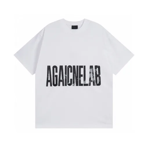Hochwertiger Balenciaga-Stil mit kurzen Ärmeln und Baumwolldruck