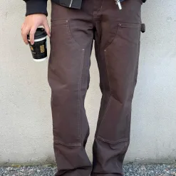 Carhartt Overalls in Premiumqualität, schwarzer Canvas, gewaschen, Luxus