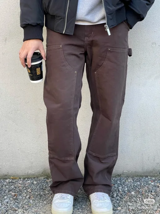 Carhartt Overalls in Premiumqualität, schwarzer Canvas, gewaschen, Luxus