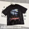 Premium Balenciaga Kurzarm Schwarz Baumwolle Farbverlauf Luxus