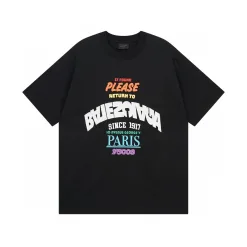 Premium Balenciaga Kurzarm Baumwolle Bestickt Luxus