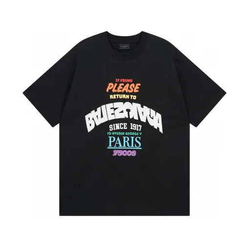 Premium Balenciaga Kurzarm Baumwolle Bestickt Luxus