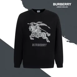 Luxus-Sweatshirts von Burberry aus schwarzer Baumwolle im klassischen Stil
