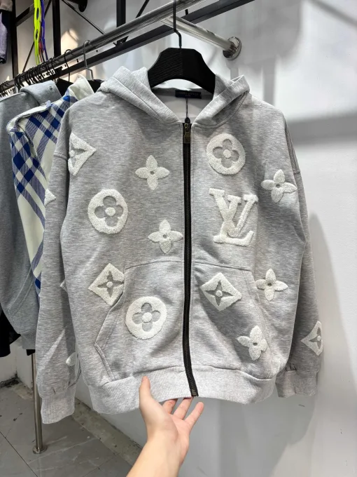Premium Qualität Louis Vuitton Mäntel Grau Stickerei Luxus