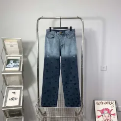 Hochwertige Louis Vuitton Jeans Blauer Baumwoll-Farbverlaufsstil