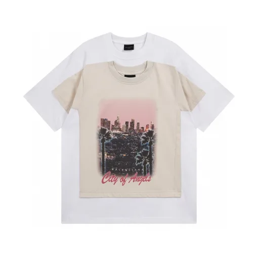 Luxus Balenciaga Kurzarm Baumwolle Atmungsaktiv Stil