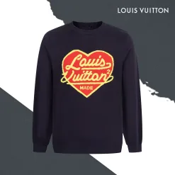 Premium Louis Vuitton Pullover Schwarz Strick Logo Luxus