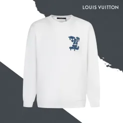 Hochwertige Louis Vuitton Sweatshirts im schwarzen Denim-Logo-Stil