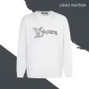 Hochwertige Louis Vuitton Sweatshirts Schwarz Baumwolle Stickerei Luxus