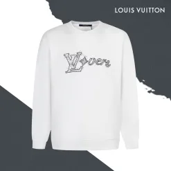 Hochwertige Louis Vuitton Sweatshirts Schwarz Baumwolle Stickerei Luxus