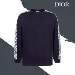 Premium Dior Pullover im Monogramm-Stil in Marineblau
