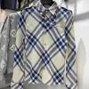 Hochwertiger Burberry Mantel in blauer Wolle im Plaid-Stil