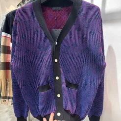 Hochwertige Louis Vuitton Jacken Lila Strick Gradient Style