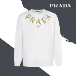 Premium Prada Sweatshirts Schwarze Baumwolle Bestickte Kollektion