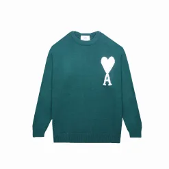 Hochwertige Ami Pullover Grün Klassischer Stil