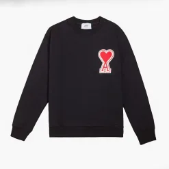 Premium Qualität Ami Sweatshirts Schwarz Baumwolle Classic Collection