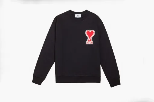 Premium Qualität Ami Sweatshirts Schwarz Baumwolle Classic Collection