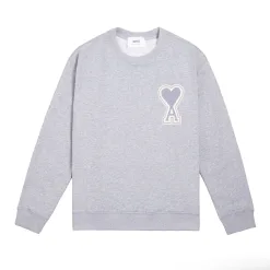 Luxus Ami Sweatshirts Grau Baumwolle Klassischer Stil