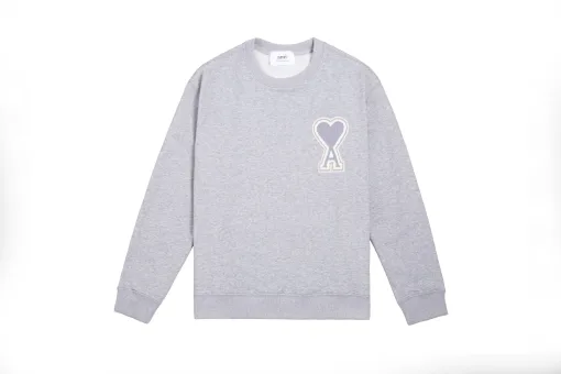 Luxus Ami Sweatshirts Grau Baumwolle Klassischer Stil