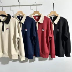 Premium Fila Langarmshirt aus schwarzer Baumwolle im Retro-Stil