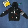 Premium Qualität Thom Browne Jacken Schwarz bestickt Stil