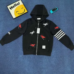 Premium Qualität Thom Browne Jacken Schwarz bestickt Stil