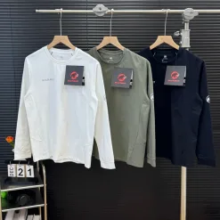 Hochwertige Mammut Langarmshirts Schwarz Polyester Atmungsaktiv Luxus