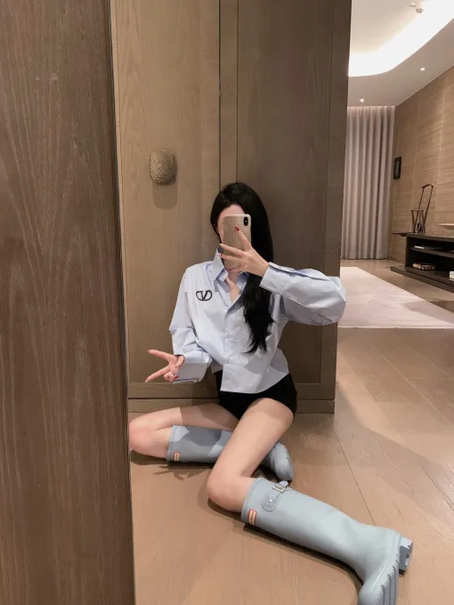 Premium Valentino Shirt Blau Logo Kollektion
