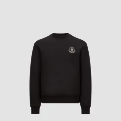 Hochwertige Moncler Sweatshirts aus schwarzer Baumwolle mit Stickereien