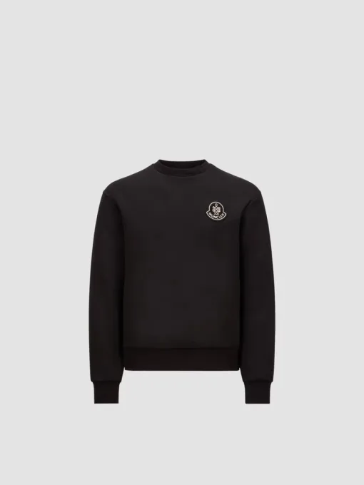 Hochwertige Moncler Sweatshirts aus schwarzer Baumwolle mit Stickereien