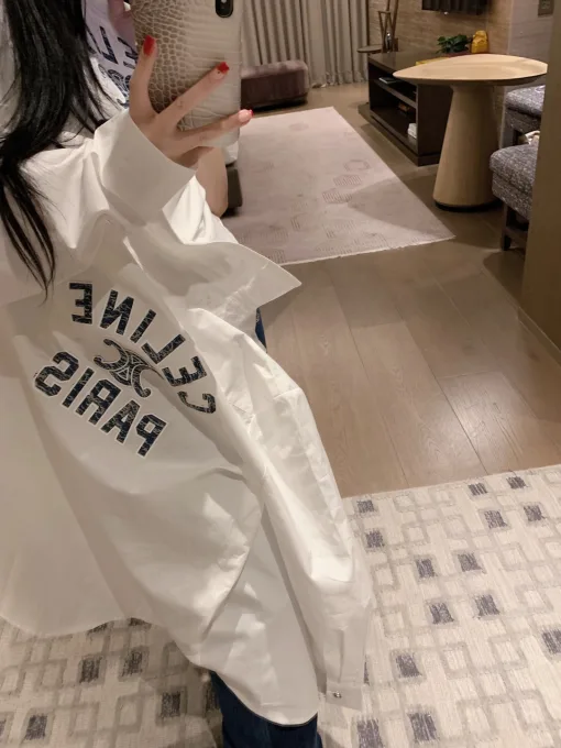 Luxus Celine T-Shirt Weiß Jacquard Luxus