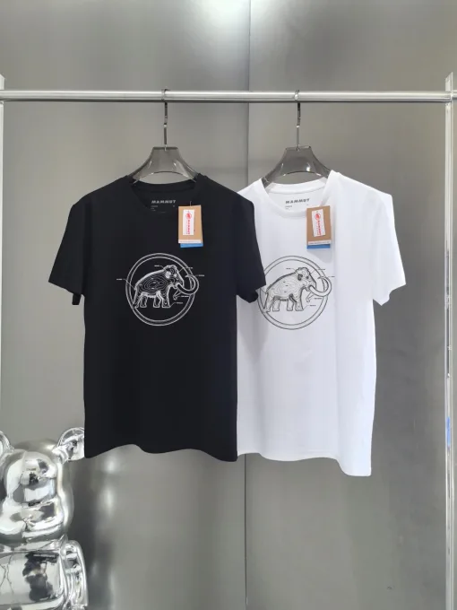 Premium Qualität Mammut Kurzarm Schwarz Baumwolle Print Style