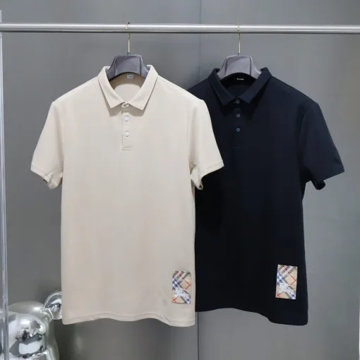 Luxus Burberry Poloshirt Schwarz Baumwolle Bestickt Luxus