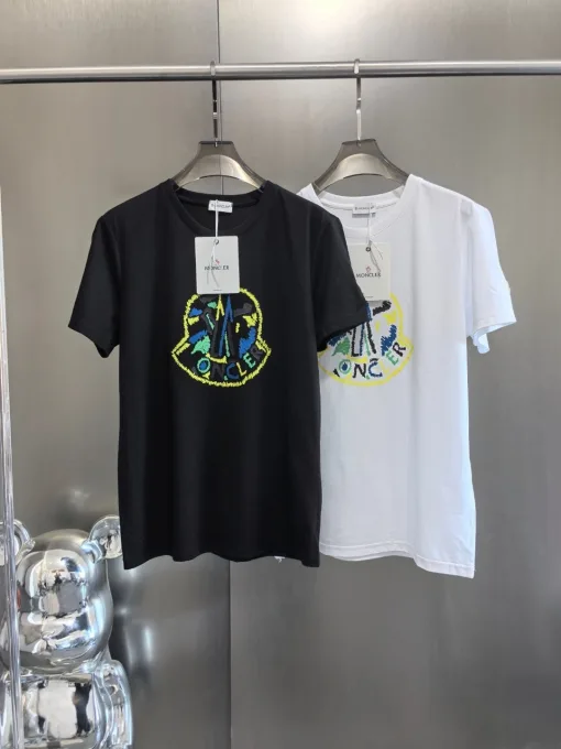 Premium Qualität Moncler T-Shirt Schwarz Baumwolle Logo Luxus