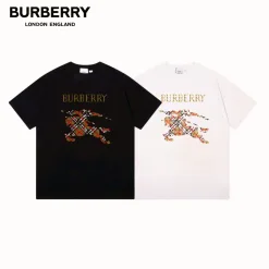 Premium Burberry Kurzarmhemd aus schwarzer Baumwolle im Logo-Stil