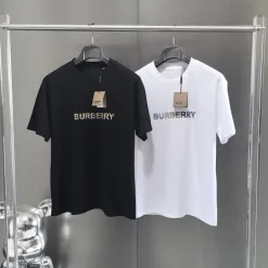 Premium Burberry T-Shirt Schwarze Baumwolle Logo Kollektion
