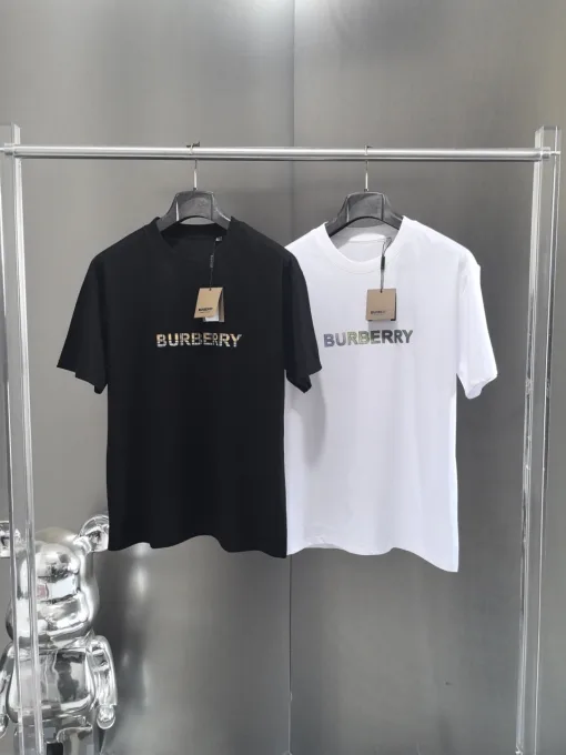 Premium Burberry T-Shirt Schwarze Baumwolle Logo Kollektion