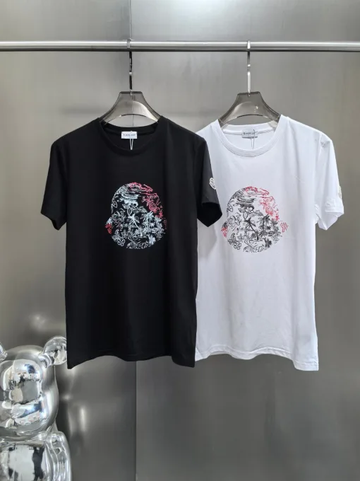 Bestseller Moncler T-Shirt Schwarz Baumwolle Atmungsaktiv Stil