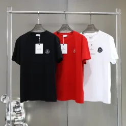 Premium Qualität Moncler Kurzarm Schwarz Baumwolle Bestickt Luxus