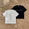 Meistverkaufte Yves Saint Laurent Kurzarm Schwarz Baumwolle Strass Luxus